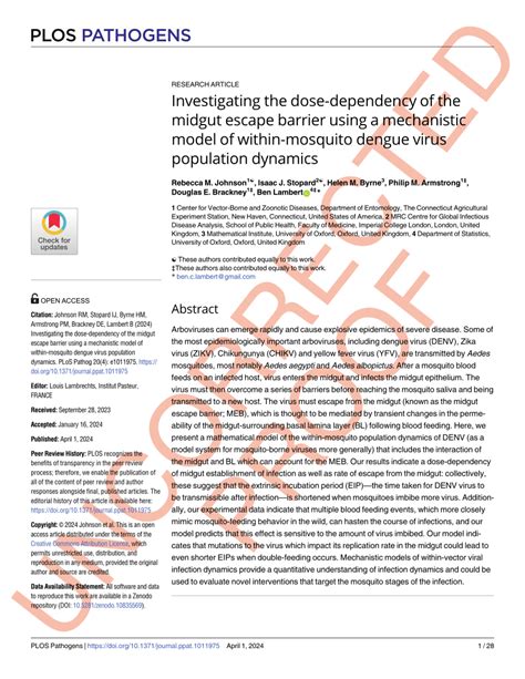 Pdf Investigating The Dose Dependency Of The Midgut Escape Barrier