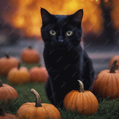 Premium AI Image | Black cat halloween