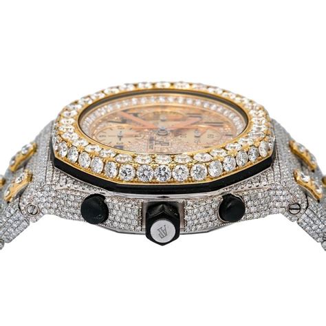 Custom Hand Made Vvs Moissanite Diamond Watch Ap Two Tone Fully Iced