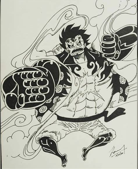 I drew luffy in his gear 4 Boundman form!! : r/OnePiece