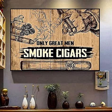 Tin Sign Decor Retro Metal Tin Signs Only Great Men Smoke Cigars Full