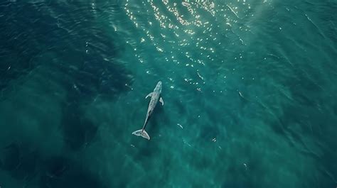 Vista aérea da baleia cinzenta no oceano Pacífico perto da costa