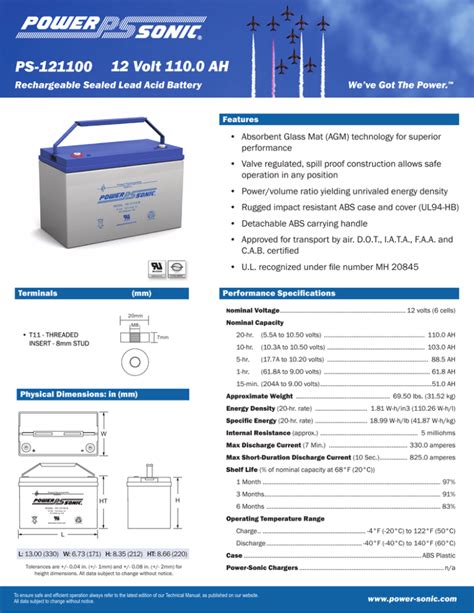 PS 121100 12 Volt 110 0 AH Power