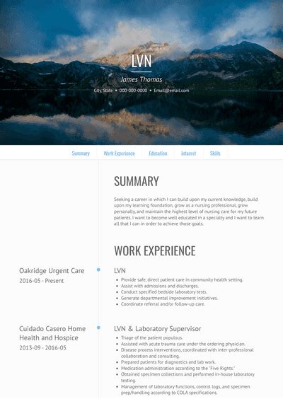 Lvn Resume Samples And Templates Visualcv