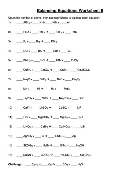 Download Balancing Equations 26 Balancing Equations Equations Counting Atoms Worksheet