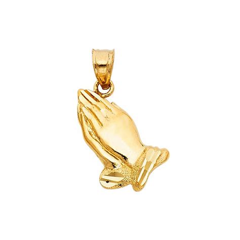 K Solid Yellow Gold Praying Hands Pendant Religious Etsy Canada