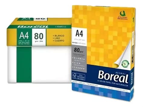 Resma A4 Boreal 500 Hojas 80gr Papel Blanco Caja X10unidades