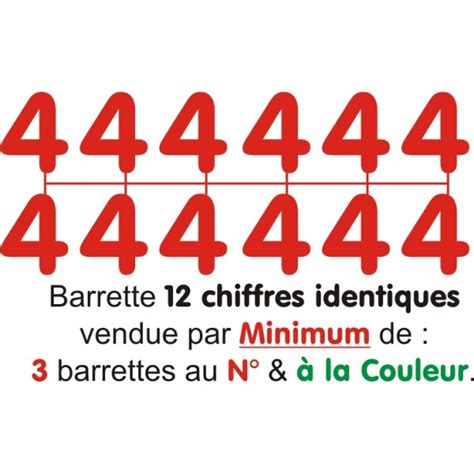 Barrette 12 Chiffres Rouges Identiques à Picots Amovibles Pour