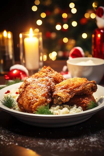 Premium Ai Image Photoshoot Of Fried Chicken With Christmas Lights