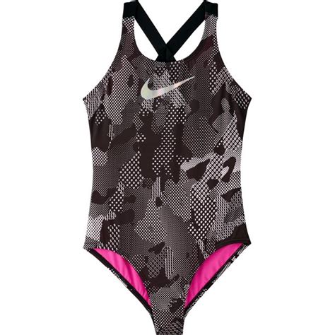 Nike Girls Optic Camo Crossback One Piece Swimsuit