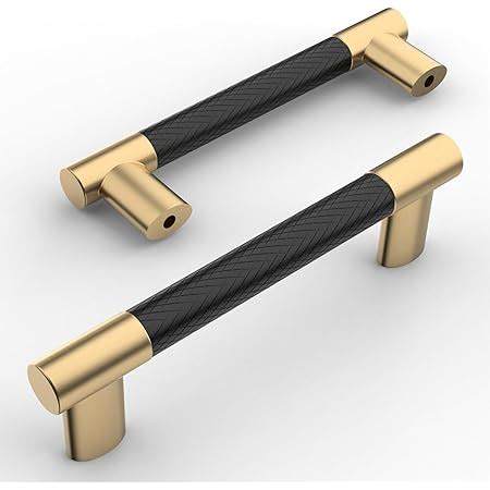 Amerdeco Pack Matte Black And Gold Knurled Cabinet Pulls Inch