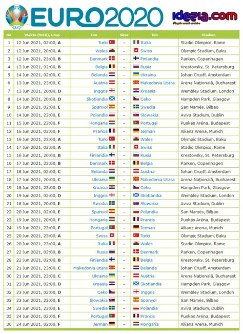 Euro Match Schedule Printable Euro