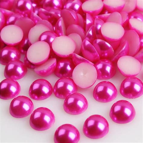 Perle Demi Ronde En Plastique Abs Mm Mm Couleur Rose Vif