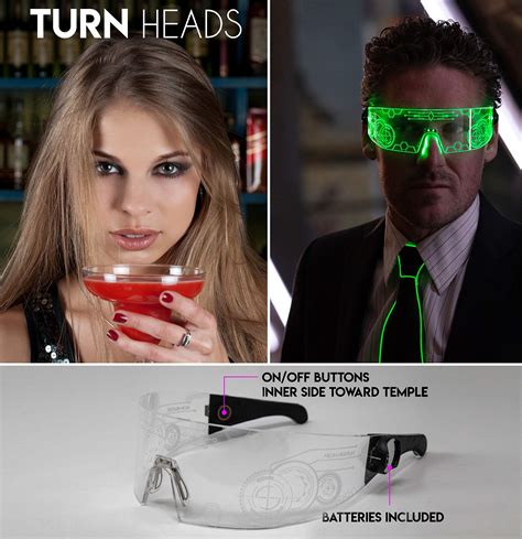 Neon Nightlife Led Light Up Glasses Cyberpunk Goggles Rezz Visor