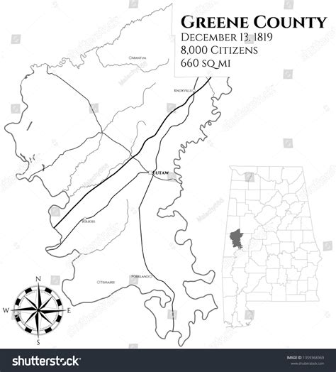 Large Detailed Map Greene County Alabama เวกเตอร์สต็อก ปลอดค่าลิขสิทธิ์ 1359368369 Shutterstock