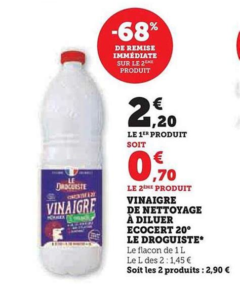 Promo Vinaigre De Nettoyage à Diluer écocert 20 Le Droguiste chez