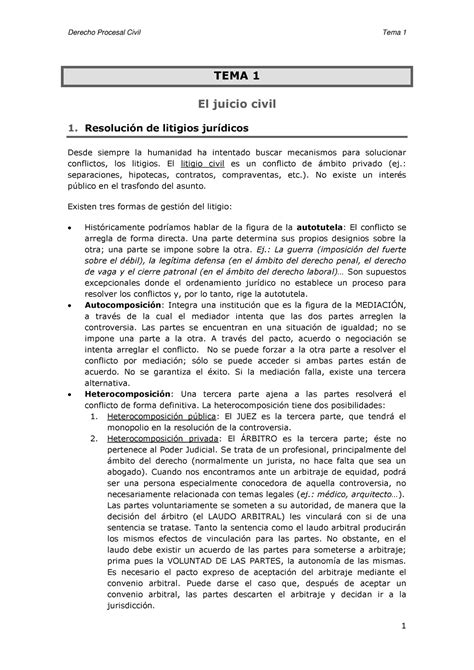 Dret Processal Civil Derecho Tributario Tema El Juicio Civil