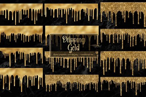 Dripping Gold Clipart Gold Glitter Drips Like Frosting With Etsy Uk