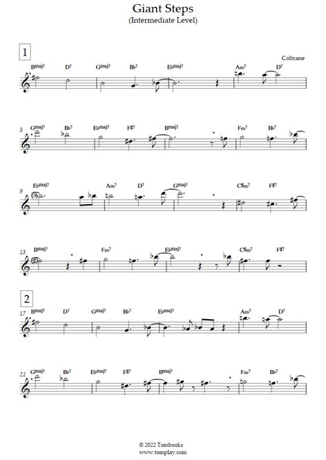 Giant Steps Intermediate Level John Coltrane Flute Sheet Music