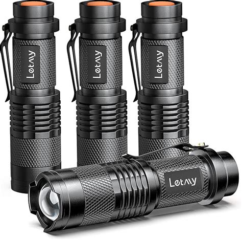 LETMY 4 Pack Tactical Flashlight Super Bright LED Mini Flashlights