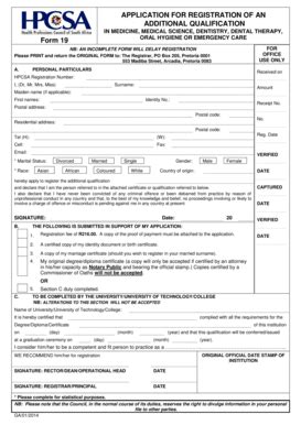 Fillable Online Hpcsa Co Forms Example Of A Completed Form 19 Showing