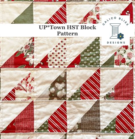 Uptown Half Square Triangle Hst Scrappy Quilt Block Pattern Etsy