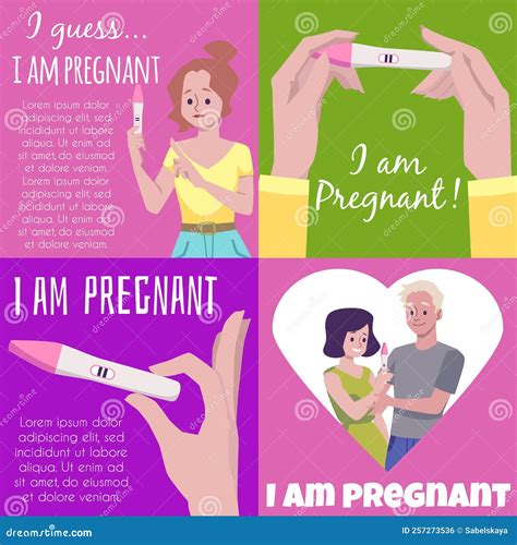 Pregnancy Test Banners With Woman Got Test Results Flat Vector