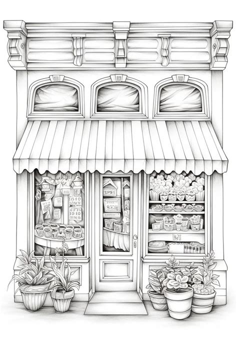 Free Coloring Page Of Cute Storefront Coloring Sheets For Adults In