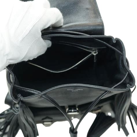 SAINT LAURENT Festival Fringe Backpack Black Leather Gem