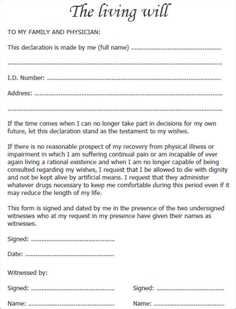 Free Printable Living Will Forms Ohio Printable Forms Free Online