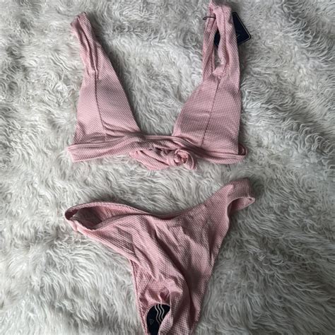NWT Baby Pink Halter Bikini Top And Bottom Size US Depop