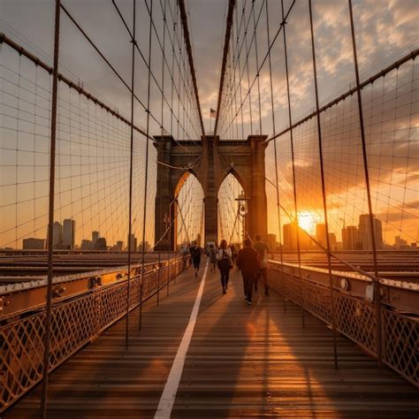 Premium AI Image | sunset on the brooklyn bridge