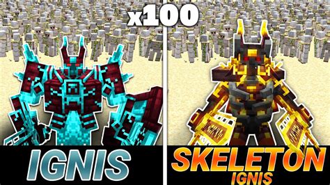 Ingis Vs Ignis Skeleton Vs 100 Every Minecraft Mob In Minecraft L