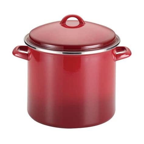 Rachael Ray Classic Brights 12 Qt Steel Stock Pot In Red With Lid