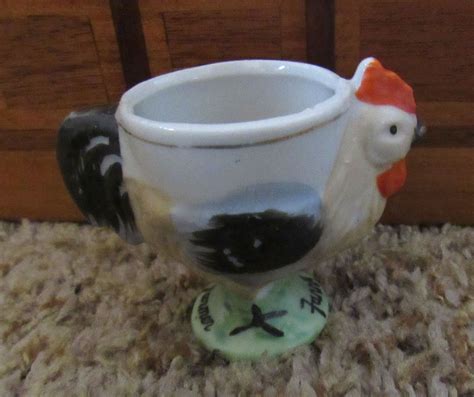 Vintage Ceramic Hand Painted Rooster Chicken Egg Cup Japan 1940 S Chicken Eggs Egg Cups