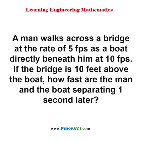 Solution How Fast Are The Man And The Boat Separating 1 Second Later