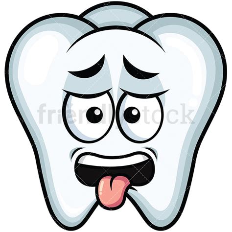 Winking And Smiling Tooth Emoji Cartoon Vector Clipart Friendlystock