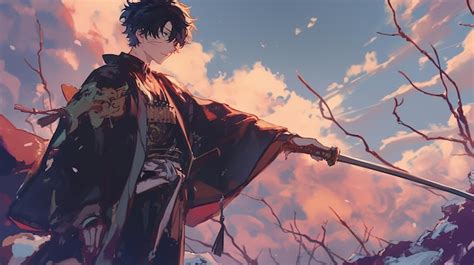 Anime male warrior wallpaper | Premium AI-generated image