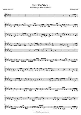 Michael Jackson Heal The World Sheet Music For Alto Saxophone