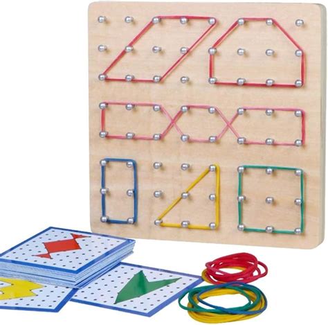 Wooden Montessori Geoboard Mathematical Manipulative Toy With Cards For