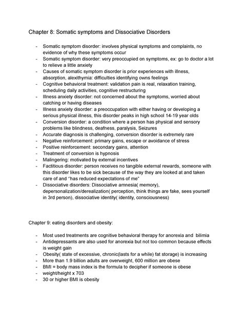 Chapter 8 Somatic Symptoms And Dissociative Disorders Chapter 8