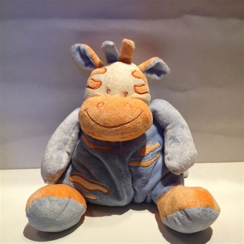 Doudou Vache Bleue Et Orange Doukidou 123 DOUDOU