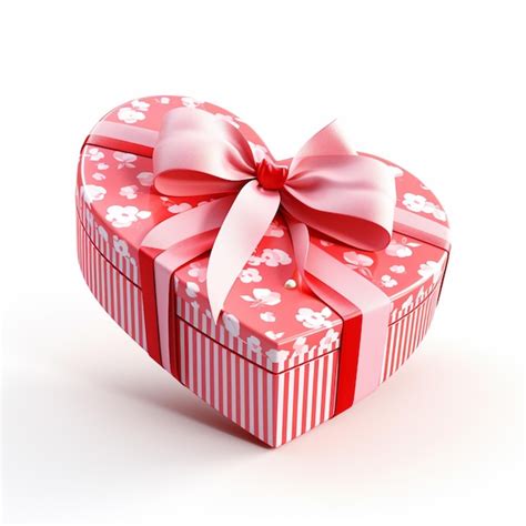 Premium Vector Valentines Day Cute Heart Shape Gift Box Isolated On