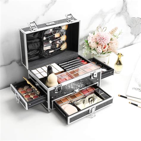 Make Up Koffer Aluminium Afsluitbare Beautycase Zwart Bol