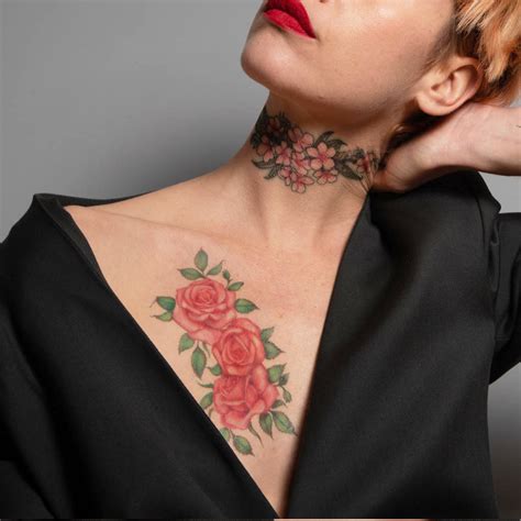 Pink Roses Tattoo Realistic Temporary Tattoos Tattooicon