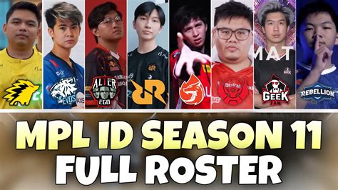 The Official Roster For All Teams In Mpl Id Season Youtube