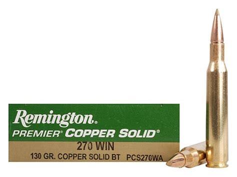 Remington 270 Win Ammunition PCS270WA 130 Grain Copper Solid Ballistic ...