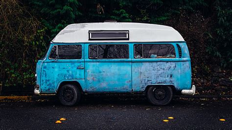 Royalty Free Photo Blue Van On Parking Area During Daytime Pickpik