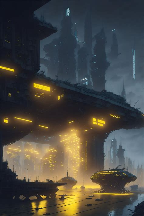 Default a picture of a futuristic city at night by by Thekobs on DeviantArt