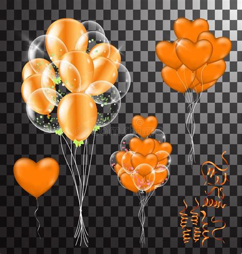 Orange Pink Balloons Confetti Concept Design Party Celebration Stock